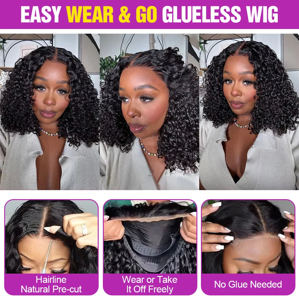 Deep Wave Bob Wig - Preplucked Lace Front Wig 13x6 Short Curly Human Hair - ZOOMNSTORE