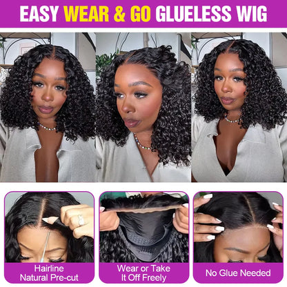 Deep Wave Bob Wig - Preplucked Lace Front Wig 13x6 Short Curly Human Hair - ZOOMNSTORE