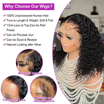 Deep Wave Bob Wig - Preplucked Lace Front Wig 13x6 Short Curly Human Hair - ZOOMNSTORE