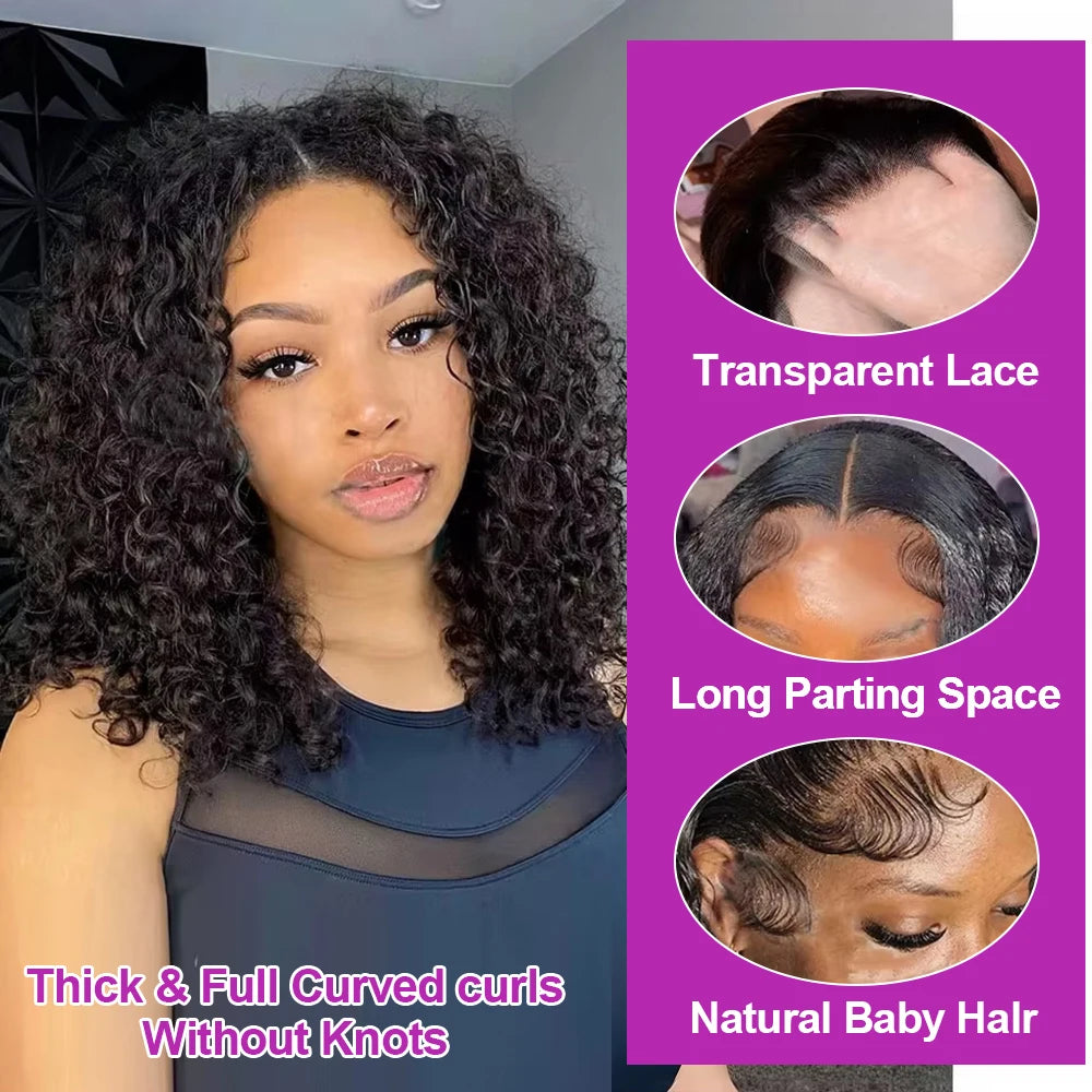 Deep Wave Bob Wig - Preplucked Lace Front Wig 13x6 Short Curly Human Hair - ZOOMNSTORE