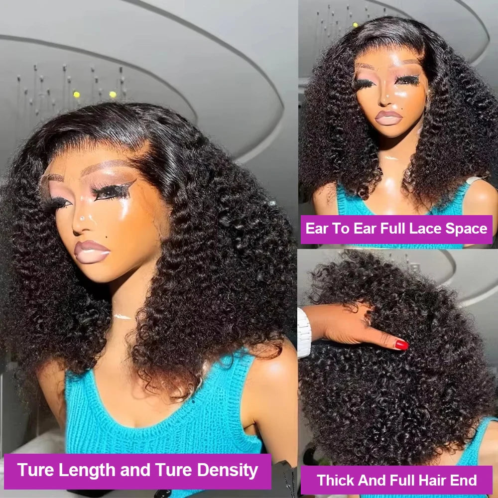 Deep Wave Bob Wig - Preplucked Lace Front Wig 13x6 Short Curly Human Hair - ZOOMNSTORE