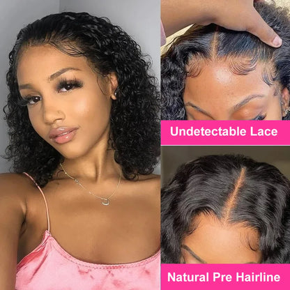 Deep Wave Bob Wig - Preplucked Lace Front Wig 13x6 Short Curly Human Hair - ZOOMNSTORE