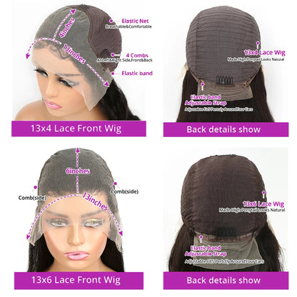Deep Wave Lace Frontal Wig 13x4 13x6 HD Curly Human Hair 300 Density Remy Brazilian - ZOOMNSTORE