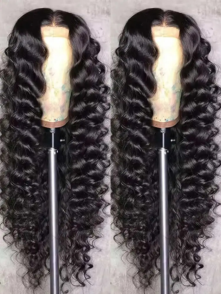 Deep Wave Lace Wig - 40 42 Inch Brazilian Curly Human Hair 13x6 Lace Front - ZOOMNSTORE
