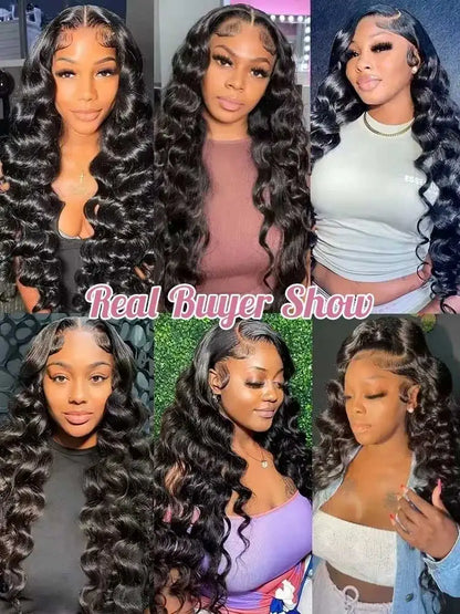 Deep Wave Lace Wig - 40 42 Inch Brazilian Curly Human Hair 13x6 Lace Front - ZOOMNSTORE