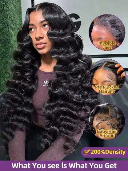 Deep Wave Lace Wig - 40 42 Inch Brazilian Curly Human Hair 13x6 Lace Front - ZOOMNSTORE