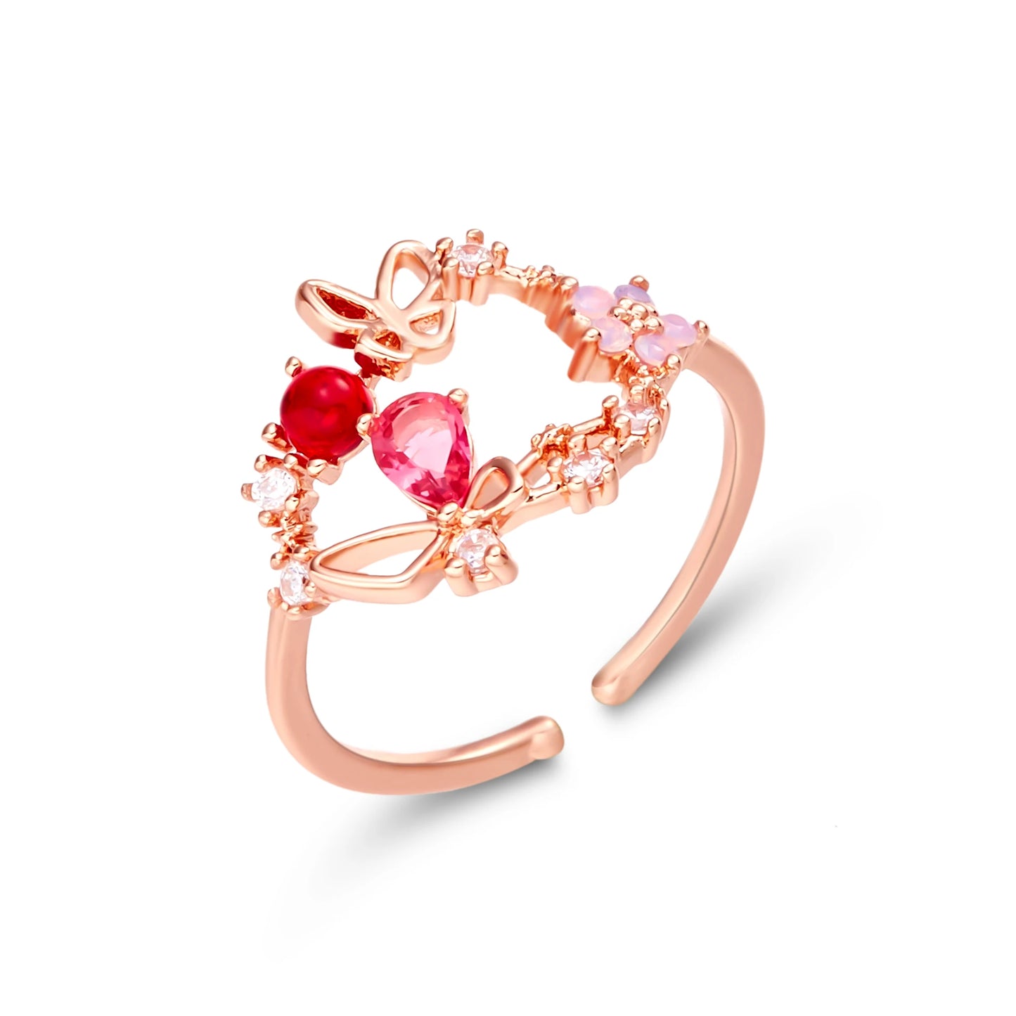 Korean Delicate Flowers Rings for Women Girls Temperament Micro-inlaid Crystal Zircon Finger Rings Party Jewelry Accessories - ZOOMNSTORE