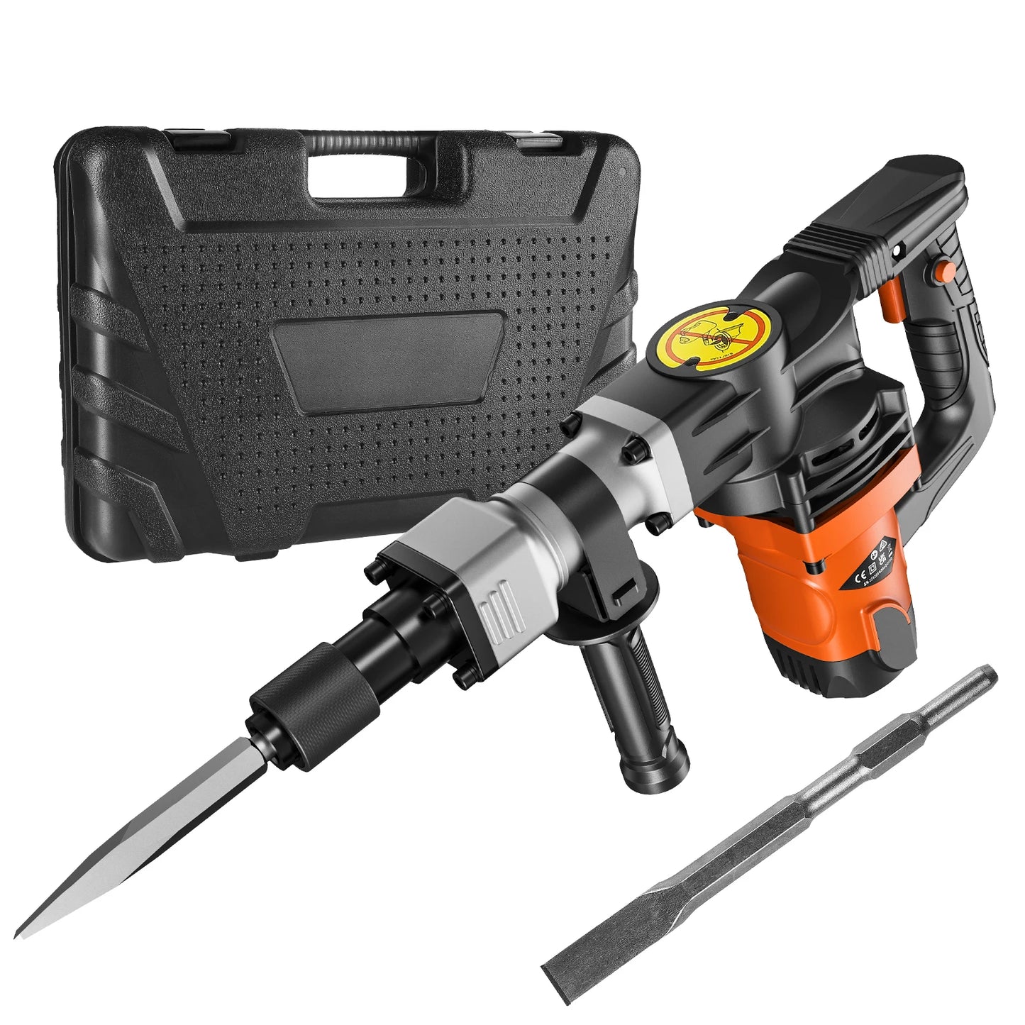 Heavy Duty Electric Jackhammer - 1400W Demolition Tool with 2 Chisels Bits - ZOOMNSTORE