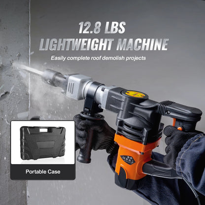 Heavy Duty Electric Jackhammer - 1400W Demolition Tool with 2 Chisels Bits - ZOOMNSTORE