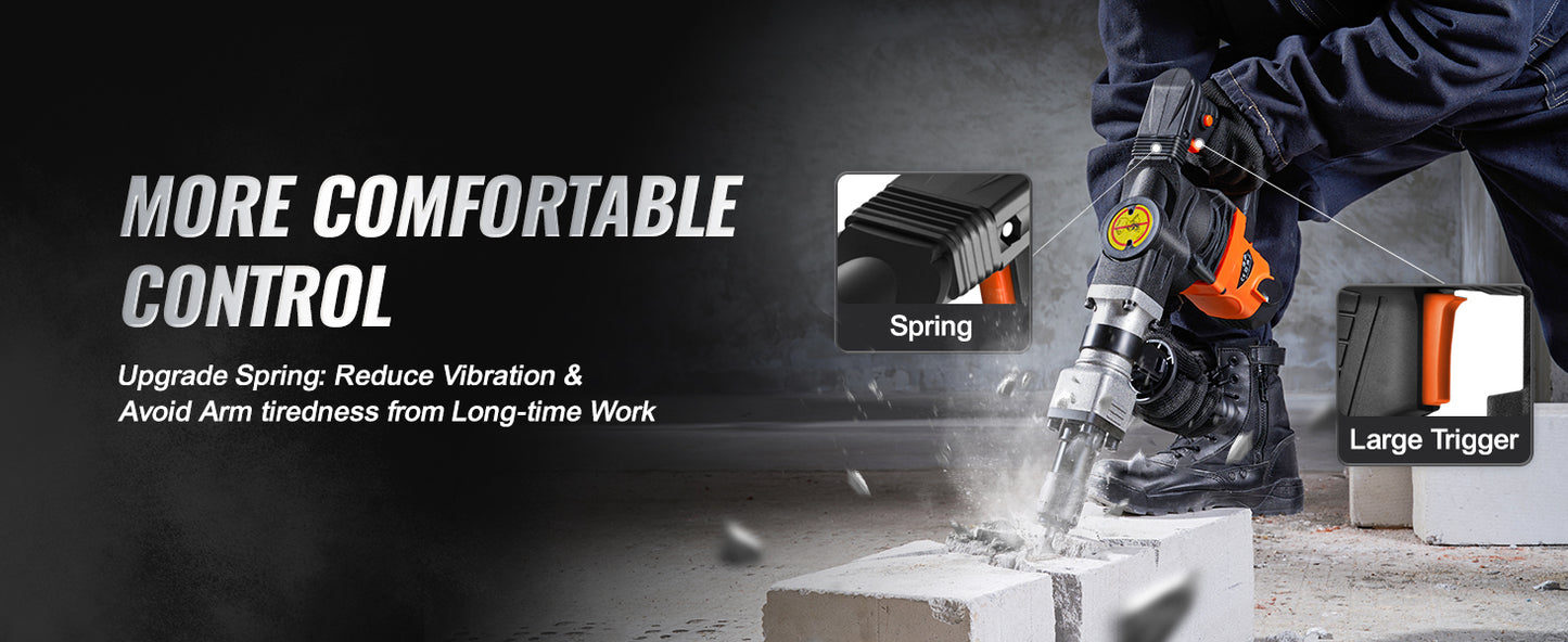 Heavy Duty Electric Jackhammer - 1400W Demolition Tool with 2 Chisels Bits - ZOOMNSTORE