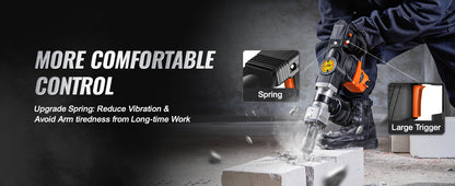 Heavy Duty Electric Jackhammer - 1400W Demolition Tool with 2 Chisels Bits - ZOOMNSTORE