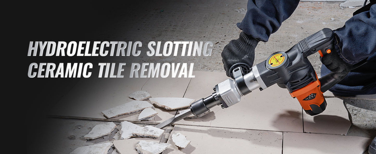 Heavy Duty Electric Jackhammer - 1400W Demolition Tool with 2 Chisels Bits - ZOOMNSTORE