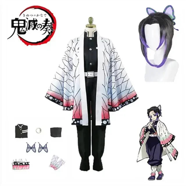 Anime Demon Slayer Kimetsu Geen Yaiba Kochou Shinobu Cosplay Kostuum Pruik Set Kimono Uniform Halloween Anime Kostuums Voor Kid - ZOOMNSTORE