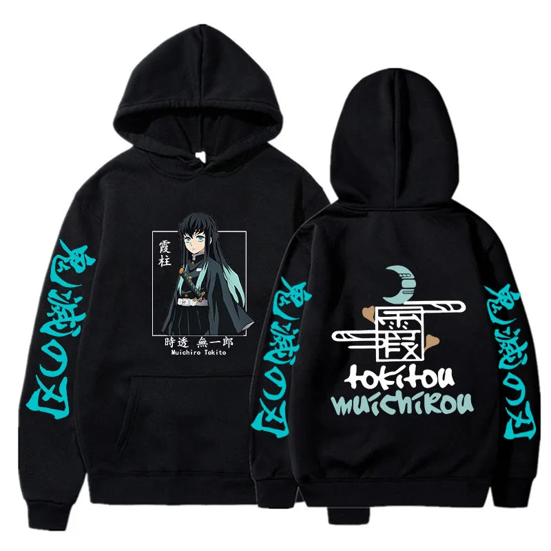 Demon Slayer Hoodie - Muichiro Tokito Printed Anime Hooded Sweatshirt Plus Size Casual Pullover - ZOOMNSTORE