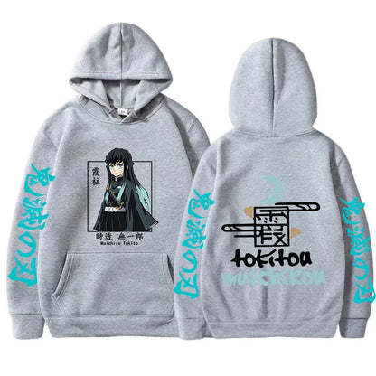 Demon Slayer Hoodie - Muichiro Tokito Printed Anime Hooded Sweatshirt Plus Size Casual Pullover - ZOOMNSTORE