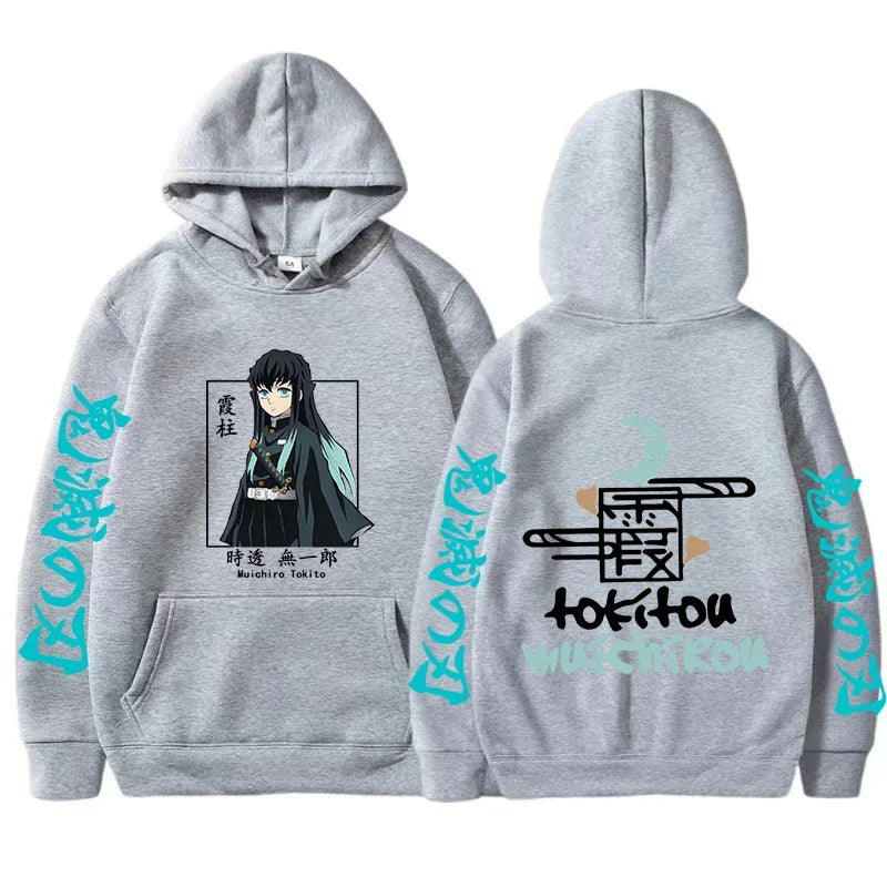 Demon Slayer Hoodie - Muichiro Tokito Printed Anime Hooded Sweatshirt Plus Size Casual Pullover - ZOOMNSTORE