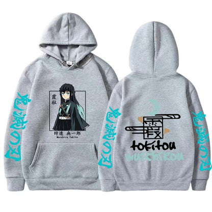 Demon Slayer Hoodie - Muichiro Tokito Printed Anime Hooded Sweatshirt Plus Size Casual Pullover - ZOOMNSTORE
