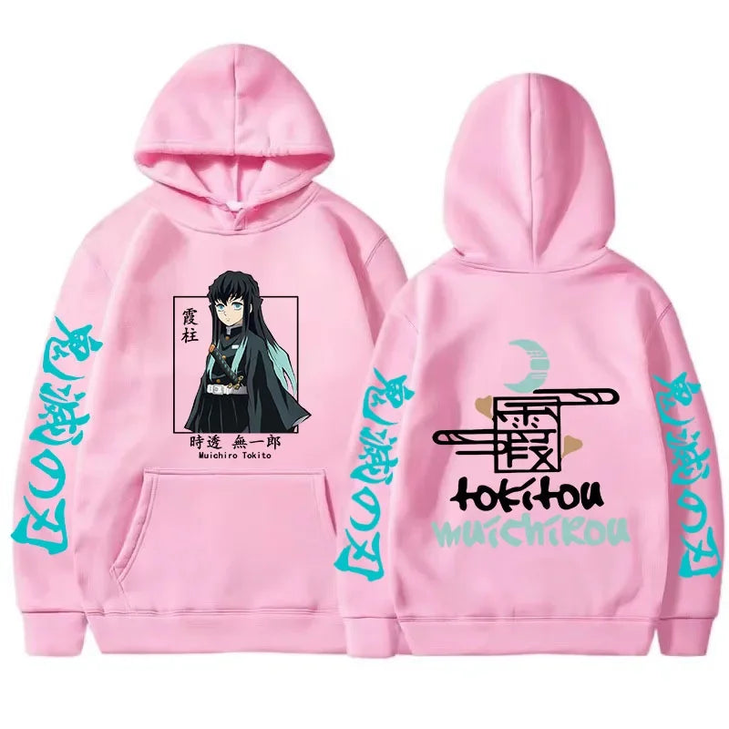 Demon Slayer Hoodie - Muichiro Tokito Printed Anime Hooded Sweatshirt Plus Size Casual Pullover - ZOOMNSTORE