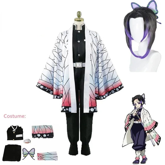 Anime Demon Slayer Kimetsu Geen Yaiba Kochou Shinobu Cosplay Kostuum Pruik Set Kimono Uniform Halloween Anime Kostuums Voor Kid - ZOOMNSTORE