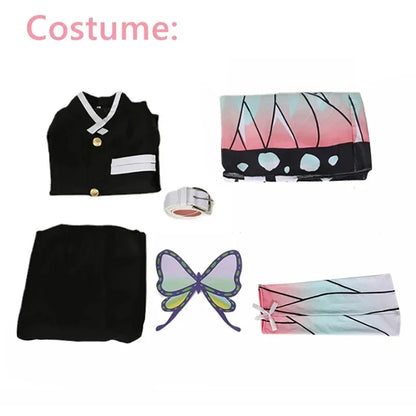 Anime Demon Slayer Kimetsu Geen Yaiba Kochou Shinobu Cosplay Kostuum Pruik Set Kimono Uniform Halloween Anime Kostuums Voor Kid - ZOOMNSTORE