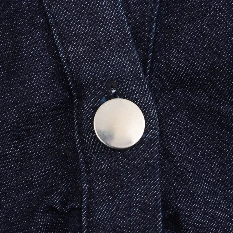 Denim Midi Dress – Slim Waist Ankle Length With Lapel Collar & Side Zipper - ZOOMNSTORE