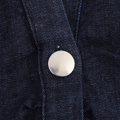 Denim Midi Dress – Slim Waist Ankle Length With Lapel Collar & Side Zipper - ZOOMNSTORE