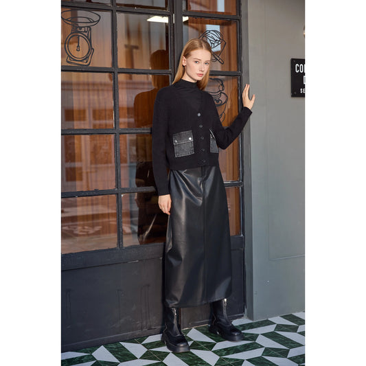 V-neck Denim Dress  Knitting Cardigan - Womens AutumnWinter Modal Shirt - ZOOMNSTORE