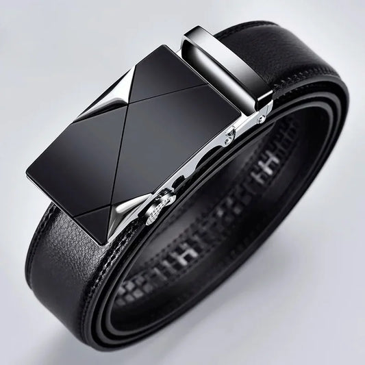 Luxury Mens Plus Size Designer Belt - High Quality PU Leather with Automatic Metal Buckle 130-170cm - ZOOMNSTORE