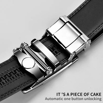 Luxury Mens Plus Size Designer Belt - High Quality PU Leather with Automatic Metal Buckle 130-170cm - ZOOMNSTORE