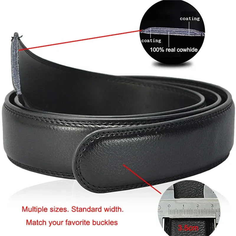 Luxury Mens Plus Size Designer Belt - High Quality PU Leather with Automatic Metal Buckle 130-170cm - ZOOMNSTORE