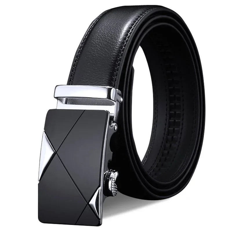 Luxury Mens Plus Size Designer Belt - High Quality PU Leather with Automatic Metal Buckle 130-170cm - ZOOMNSTORE