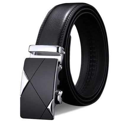 Luxury Mens Plus Size Designer Belt - High Quality PU Leather with Automatic Metal Buckle 130-170cm - ZOOMNSTORE