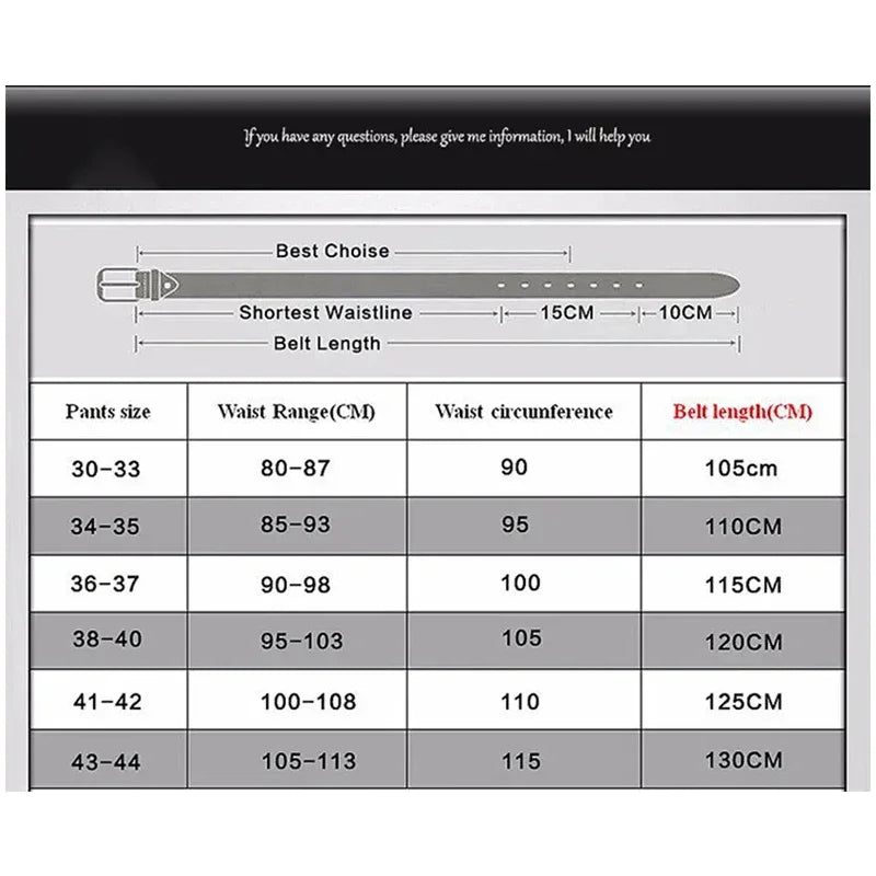 Luxury Mens Plus Size Designer Belt - High Quality PU Leather with Automatic Metal Buckle 130-170cm - ZOOMNSTORE