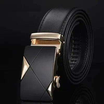 Luxury Mens Plus Size Designer Belt - High Quality PU Leather with Automatic Metal Buckle 130-170cm - ZOOMNSTORE