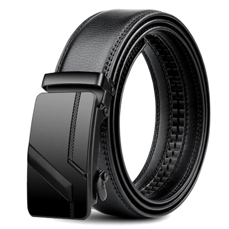 Luxury Mens Plus Size Designer Belt - High Quality PU Leather with Automatic Metal Buckle 130-170cm - ZOOMNSTORE
