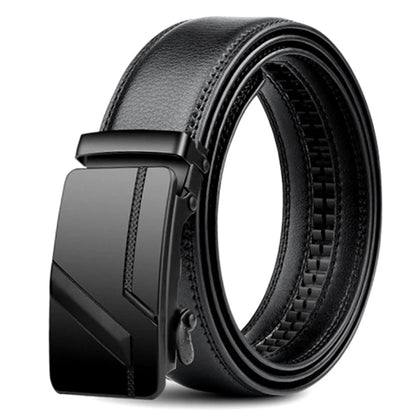 Luxury Mens Plus Size Designer Belt - High Quality PU Leather with Automatic Metal Buckle 130-170cm - ZOOMNSTORE