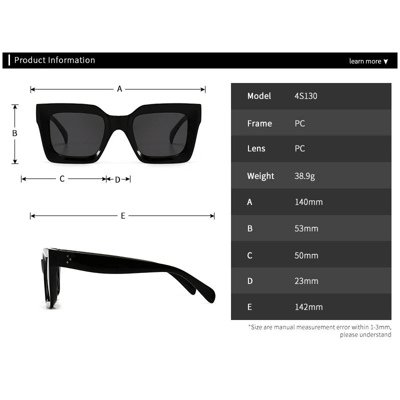 Designer Sunglasses Women - Luxury Brand Retro Square Shades with UV400 Protection - ZOOMNSTORE