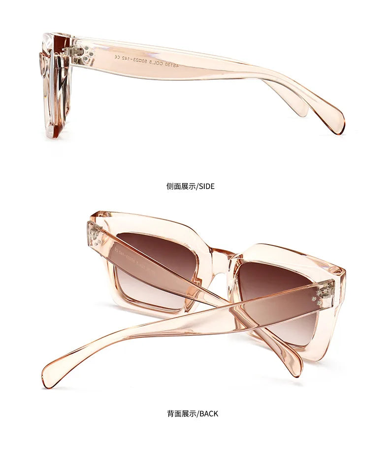 Designer Sunglasses Women - Luxury Brand Retro Square Shades with UV400 Protection - ZOOMNSTORE