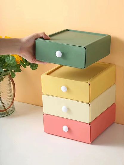 Desk Drawer Storage Box - Stackable Plastic Organizer Container for Office - ZOOMNSTORE