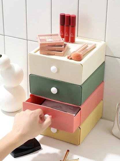 Desk Drawer Storage Box - Stackable Plastic Organizer Container for Office - ZOOMNSTORE