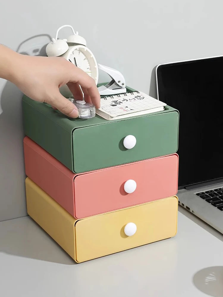 Desk Drawer Storage Box - Stackable Plastic Organizer Container for Office - ZOOMNSTORE