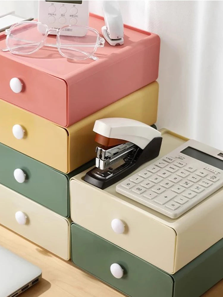 Desk Drawer Storage Box - Stackable Plastic Organizer Container for Office - ZOOMNSTORE