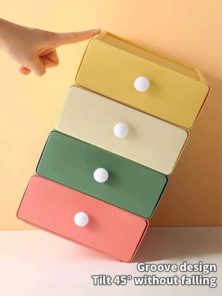 Desk Drawer Storage Box - Stackable Plastic Organizer Container for Office - ZOOMNSTORE