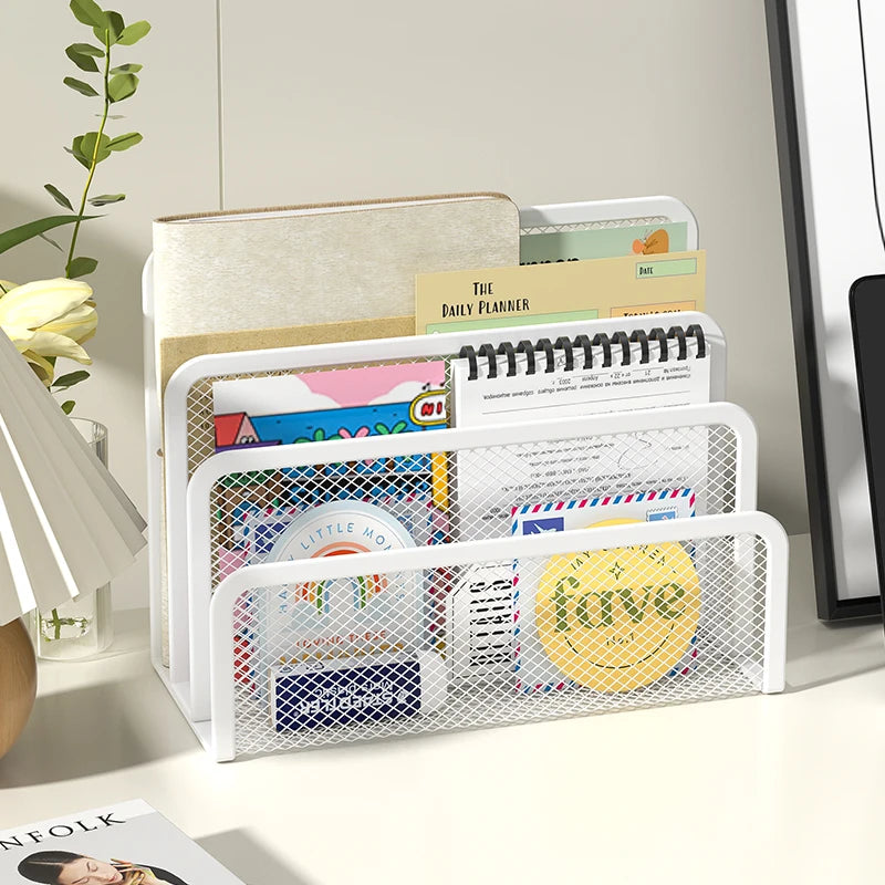 Metal Mesh Desk Mail Organizer - Small File Holder for Documents and Papers - ZOOMNSTORE