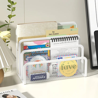 Metal Mesh Desk Mail Organizer - Small File Holder for Documents and Papers - ZOOMNSTORE