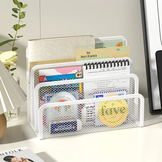 Metal Mesh Desk Mail Organizer - Small File Holder for Documents and Papers - ZOOMNSTORE