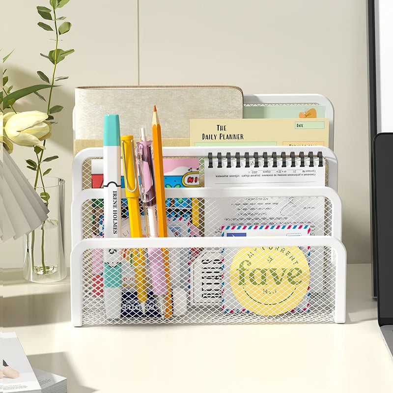Metal Mesh Desk Mail Organizer - Small File Holder for Documents and Papers - ZOOMNSTORE