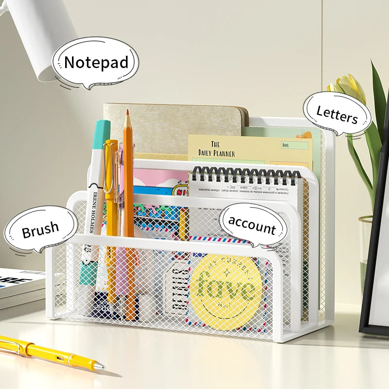 Metal Mesh Desk Mail Organizer - Small File Holder for Documents and Papers - ZOOMNSTORE