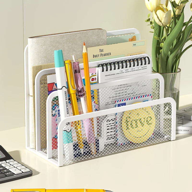 Metal Mesh Desk Mail Organizer - Small File Holder for Documents and Papers - ZOOMNSTORE