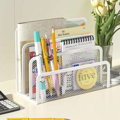 Metal Mesh Desk Mail Organizer - Small File Holder for Documents and Papers - ZOOMNSTORE